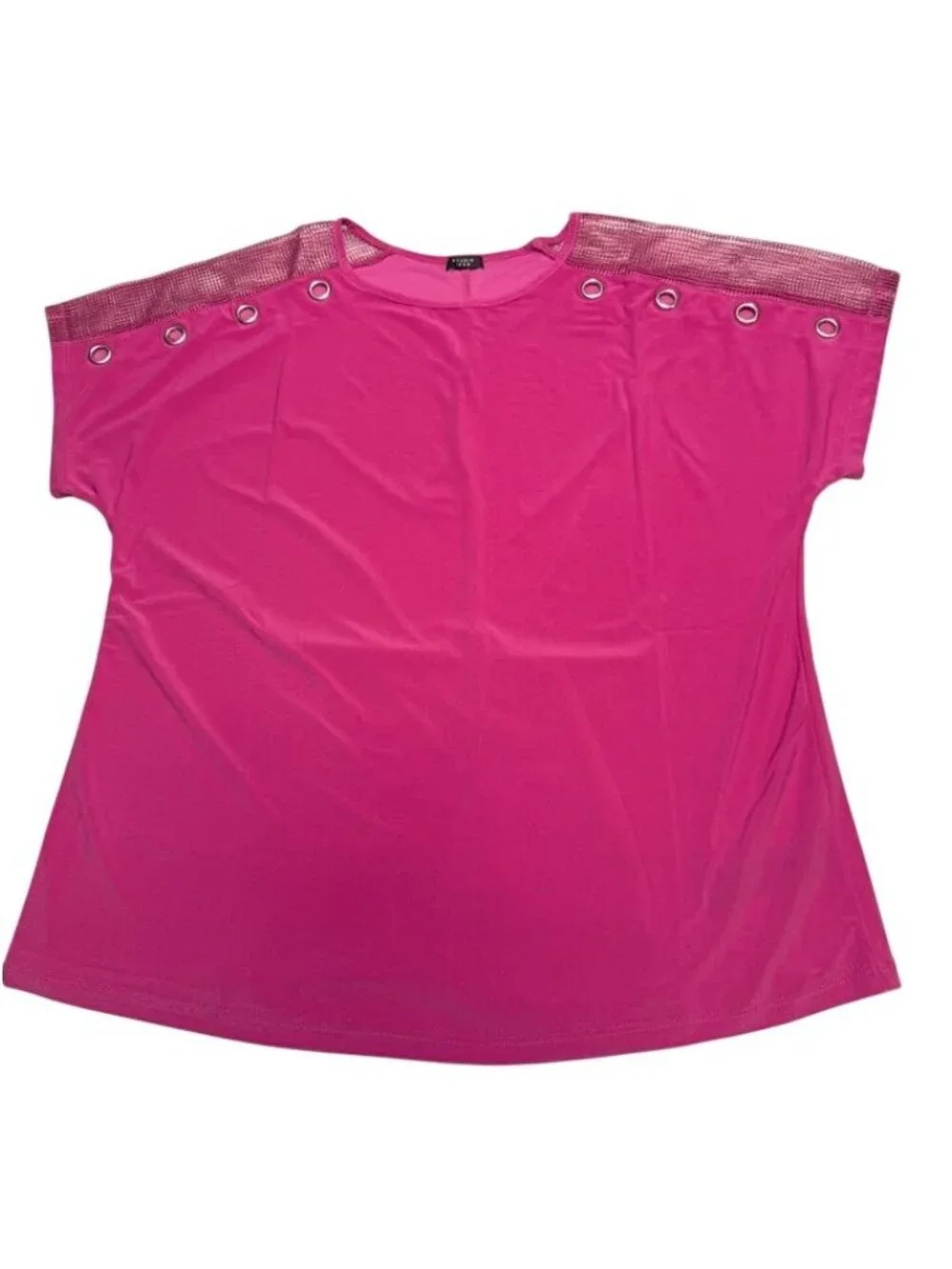 Studio 1886 Womens Short Sleeve Grommet Detail Top Mauve Size Medium - Picture 2 of 9